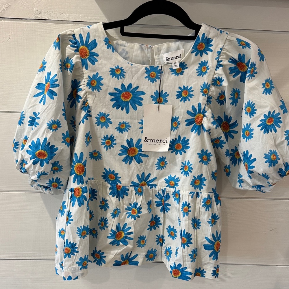 &merci Blue Floral Top